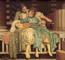 Music Lesson Art Print by Frederic Leighton – Victorian Neoclassical Romanticism