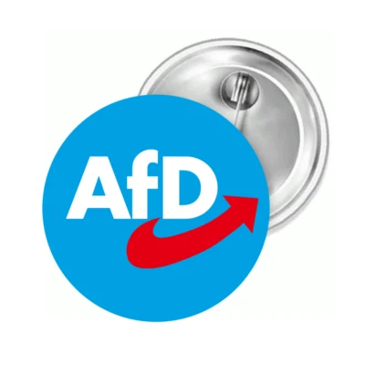 MARKENLOS Button AfD Logo in hellblauem Kreis blaue Wen Anstecknadel Anstecker Pin Brosche