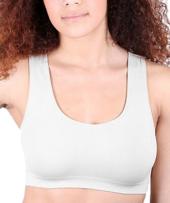 2 Stück Sport BH Form Bustier nahtlos Figur Top Microfaser Soft Bra weiss