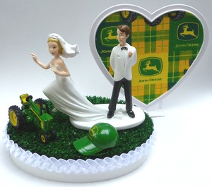 Wedding Cake Topper John Deere Tractor Novia Fugitiva Verde