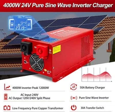 3KW 12V Hybrid Inverter 9000W Peak Pure Sine Wave DC 12V to AC 120V LCD Display