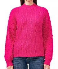 Vince Camuto Women's Bobble Stitch Puff Sleeve Pullover Sweater Crewneck Small