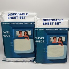  2 Disposable Sheet Sets 4-Piece Each NEW Open Packaging READ