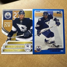 2003-04 Georges Laraque Lot Of 2. Topps Blue /500 & Crown Royale /850 Oilers
