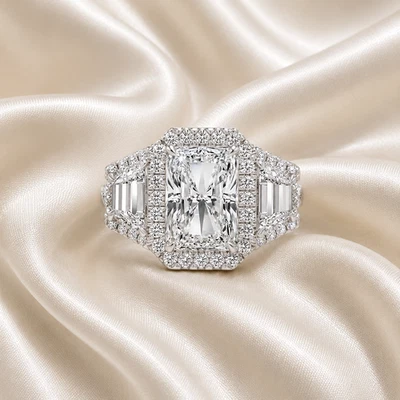 Lab Grown Diamond Wedding Ring 6.35 Ct Radiant Cut IGI Certified 18K White Gold - Image 1 of 4