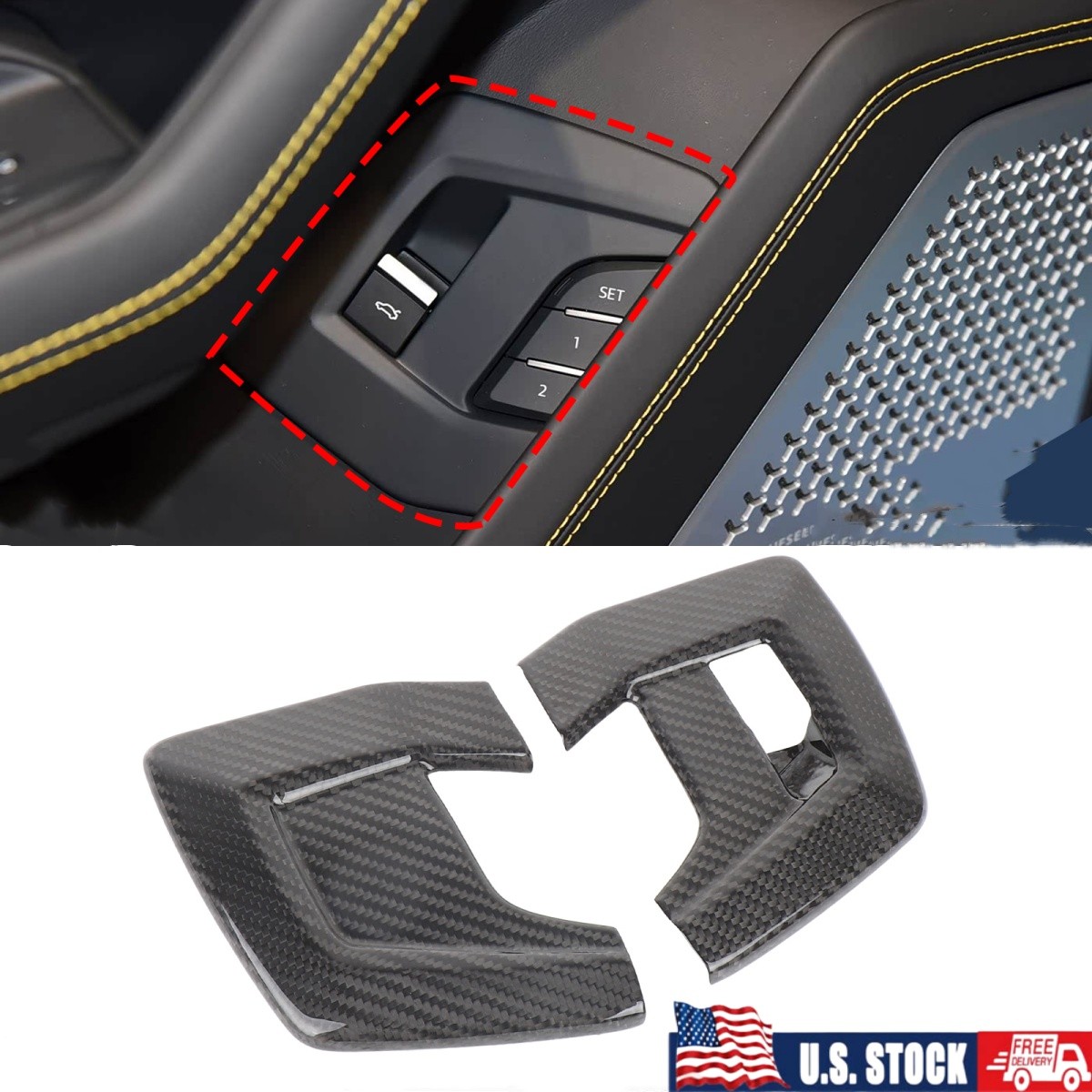 Real Carbon Fiber Rear Tail Door Switch Cover Trims For Lamborghini Urus 2018-21