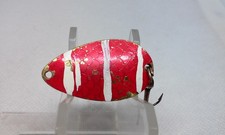 Vtg Wright & McGill Pay Master Red/W 1 1/4" Wiggle Wobble Spoon 1/4 fishing Lure