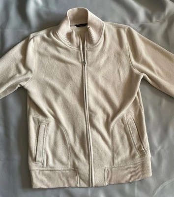 Cosy Dunnes Stores Beige Fleece Zip Up Bomber Jacket / Cardigan Cream size 14