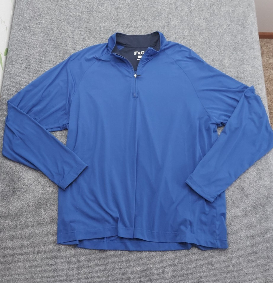 Fairway & Greene Pullover Mens 2XL B1ue 1/4 Zip Performance Golf Sweater Long