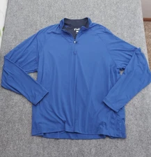 Fairway & Greene Pullover Mens 2XL B1ue 1/4 Zip Performance Golf Sweater Long