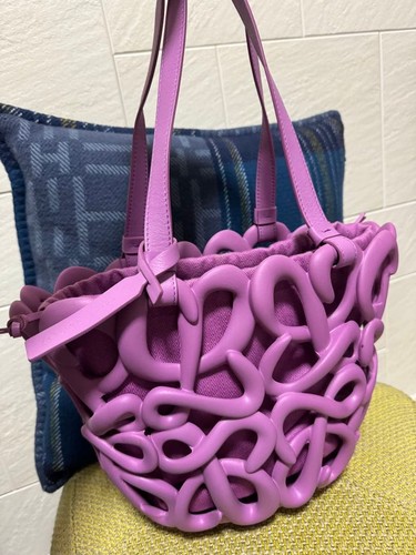 Loewe anagram leather trimmed basket bag
