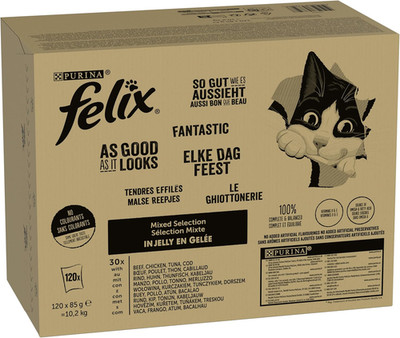Felix Katzenfutter Nass in Gelee, Sorten-Mix, 120Er Pack (120 X 85G)