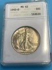 1942-D Walking Liberty Half Dollar ANACS MS62 Old Soap Box Holder