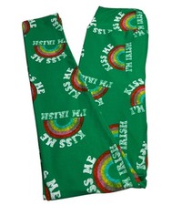 Lularoe Leggings OS One Size Patrick Green Shamrock KISS ME Clover Irish Lucky