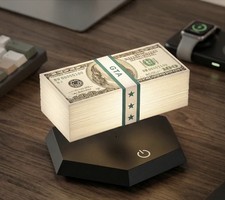 Luce Notturna LED Dollaro Levitante Magnetica GTA Soldi Galleggiante Lampada Rotante Regalo