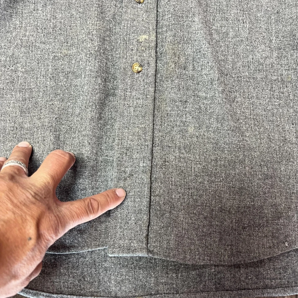 Pendleton Wool Shirt Jacket Mens Large Gray Lined Elbow Patch Made USA - Image 3 of 4