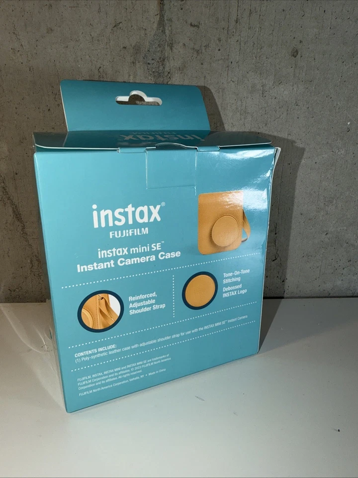 Estuche para cámara instantánea Fujifilm Instax Mini SE PS cuero tostado con correa ajustable  Foto 4 de 4