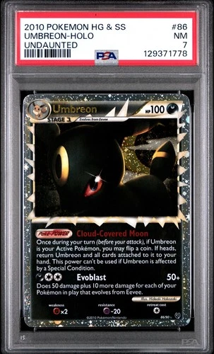 Pokémon Umbreon Prime 86/90 Undaunted Ultra Rare Holo PSA 7 English 2010