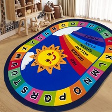 USTIDE Large Oval Kids Rug 5X7 ABC Alphabet Colors Educational Classroom Rug