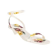 Prada 1X542 Women's 35mm floral-print satin sandals, Sz 37