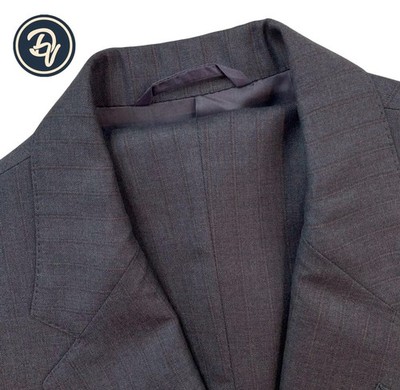 Bespoke 42 R Sartoria Umberto Charcoal Grey Multi Stripe Wool Suit Made USA