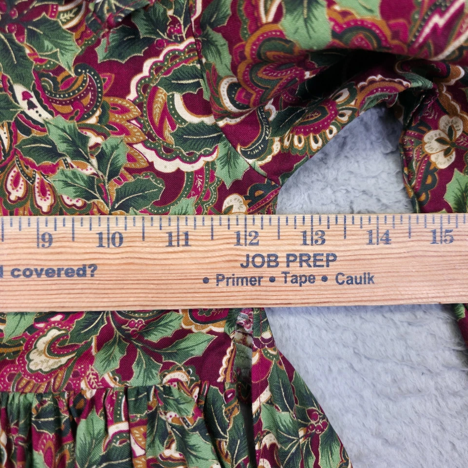 Vintage KLL Dress Girls 5 Green Purple Floral Christmas Holiday Special Occasion - Image 4 of 4