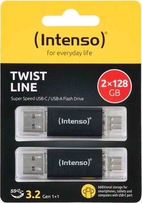 Intenso USB Stick 128GB Twist Line USB 3.2 Gen. 1x1 USB-A / USB-C 2er Pack