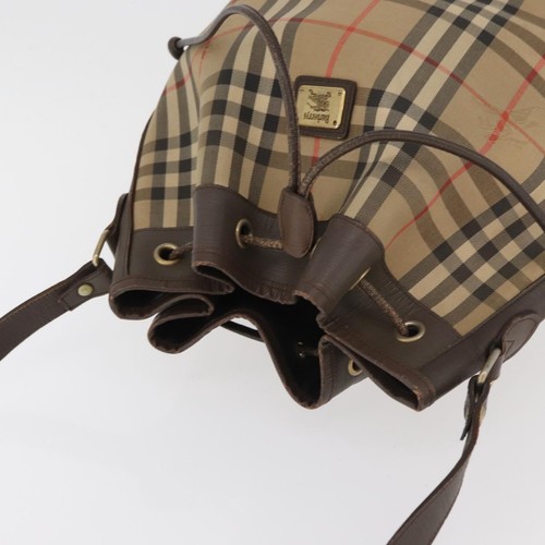 Burberrys Nova Check Purse Shoulder Bag Canvas Beige Gold Auth 182425 - Afbeelding 6 van 20