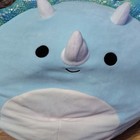 Plush Rhinoceros Throw Pillow, Blue  White Polyester Stuffed Animal SquishMellow — photo 1
