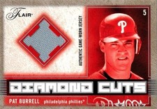 Pat Burrell relic jersey patch baseball card 2003 Fleer Flair Diamond Cuts #DCPB