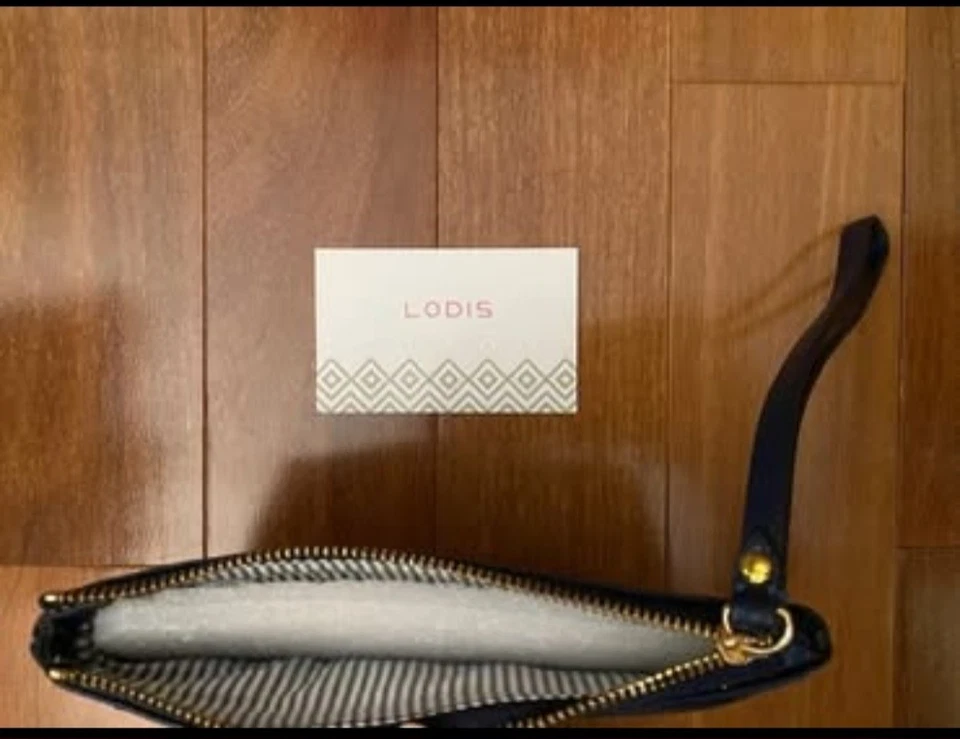 全新 Lodis 海军蓝皮革腕带钱包/手拿包 — 第 2/2 张图片