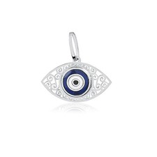 Blue Greek Eye Evil Eye 18k Solid White Gold charm for Chain for Girls