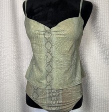 Victoria  s Secret Snake Print Tankini Set 36B M Green Y2K Shimmer Swim