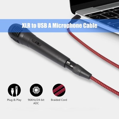 USB to 3Pin Adapter Cable Line for Dynamic Mic Computer Karaoke Singing Black