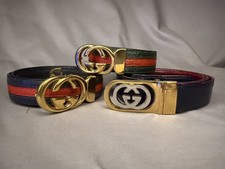 Three (3) Vintage 80's Mens Gucci Leather Belts      105/42.  reversible buckles