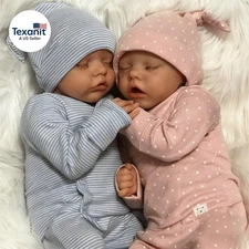 Reborn Twins Girls, 18 Inch Lifelike Reborn Baby Dolls Silicone Full Body Realis