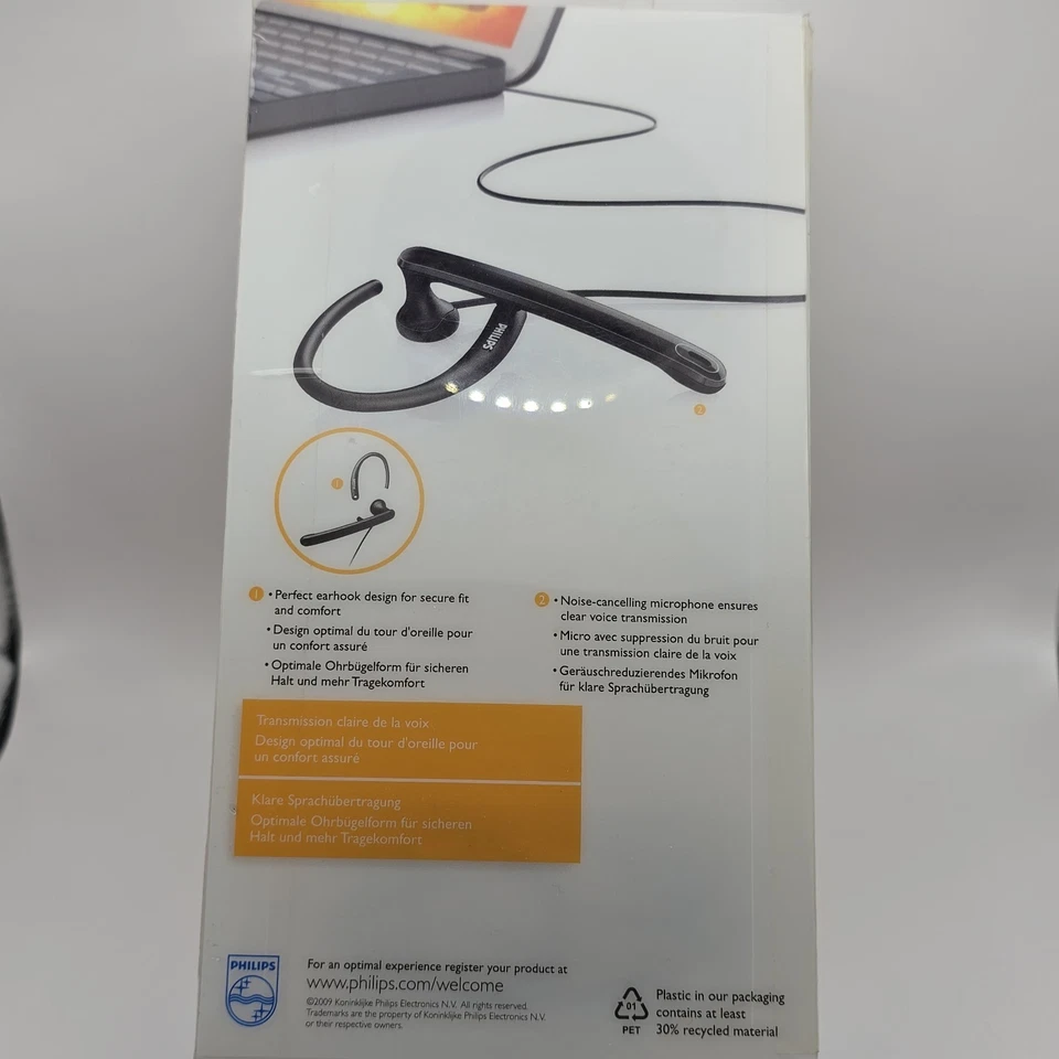 Philips Let’s Chat PC Headset • Mono Earhook • 3.5mm Wired Microphone • New Box - Image 2 of 4