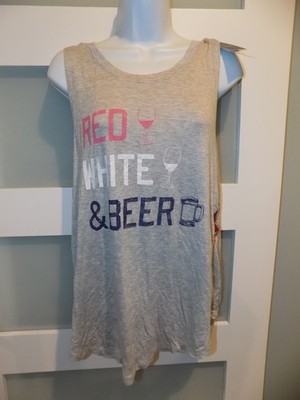 Grayson/Threads Gray Red White & Blue Tank Top Size XL Women's NEW 