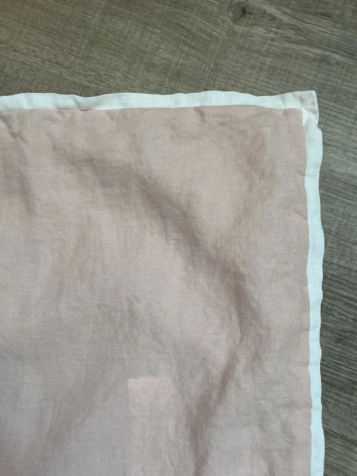 Funda de almohada Pottery Barn belga lino contraste/falsa rosa suave 18x18 Foto 2 de 4