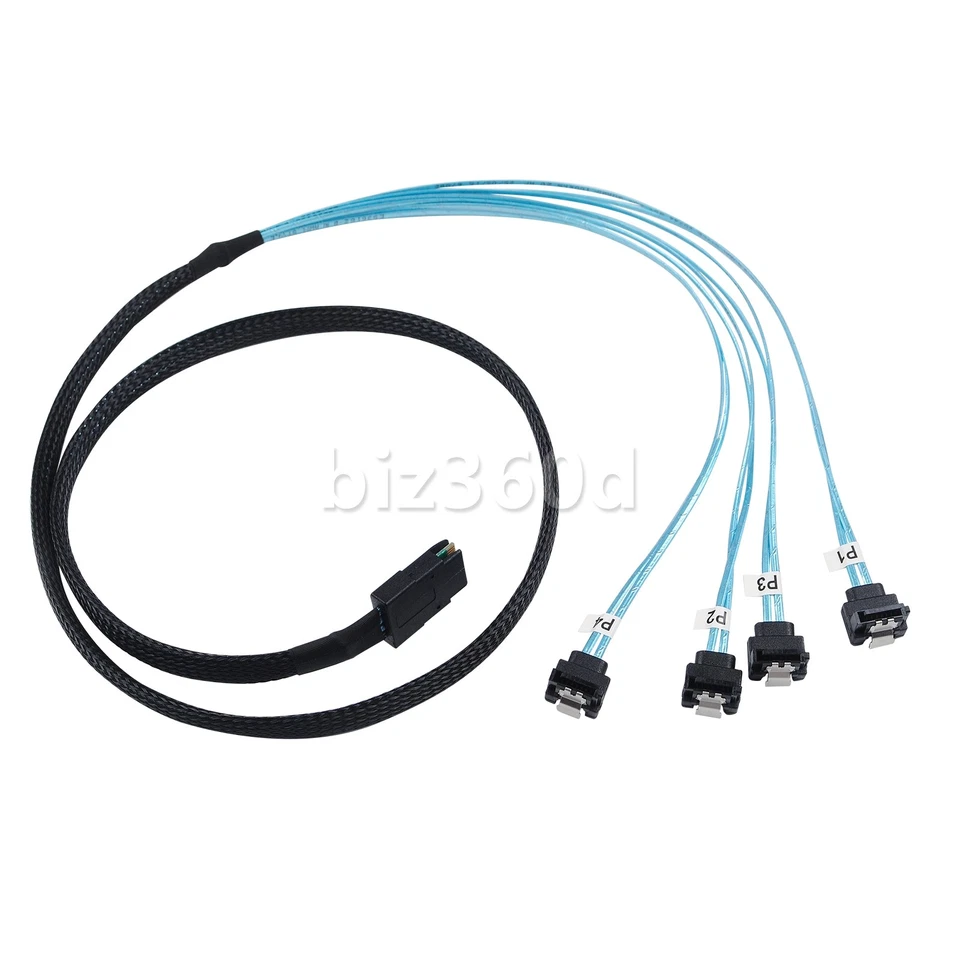 1m 36Pin Mini SAS SFF-8087 to 4 SATA 7Pin Right Angled HD Splitter Cable 12Gpbs - Image 4 of 4
