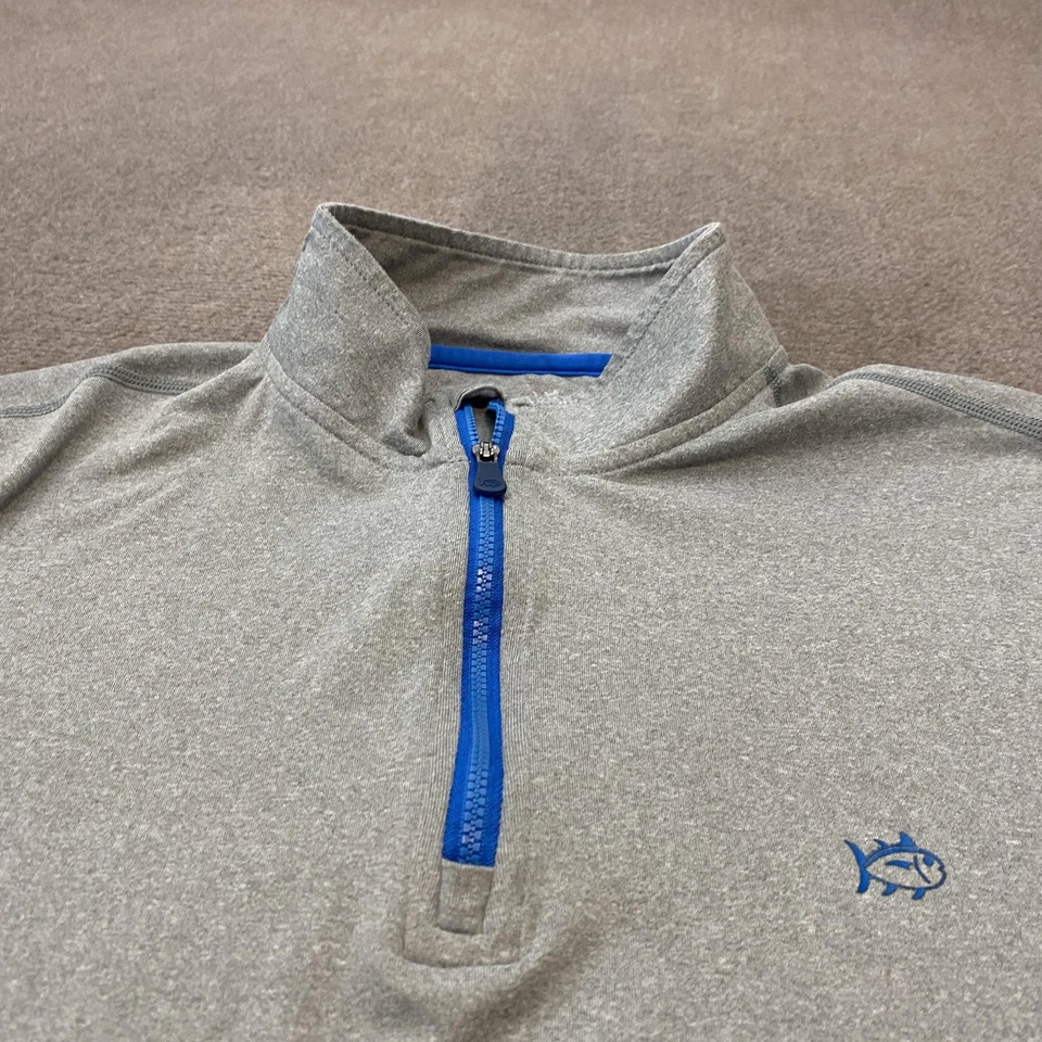 Suéter Southern Tide Para Hombres Grande Gris Cuarto Cremallera Pullover T3 Tide To Trail Foto 2 de 4