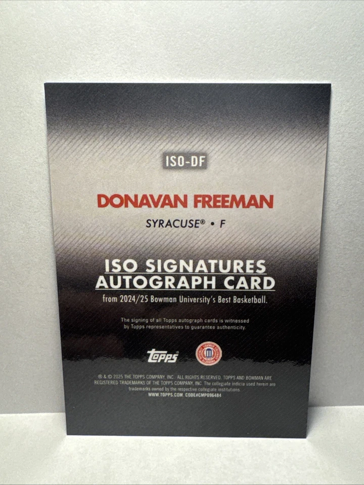 2024 - 25 Bowman U Best - Iso 签名 Donavan Freeman - Teal /15 - #ISO-DF — 第 3/3 张图片