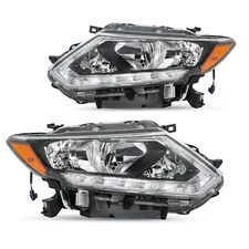 For 2014 2015 2016 Nissan Rogue w/LED DRL Halogen Headlights Assembly Lamps L+R