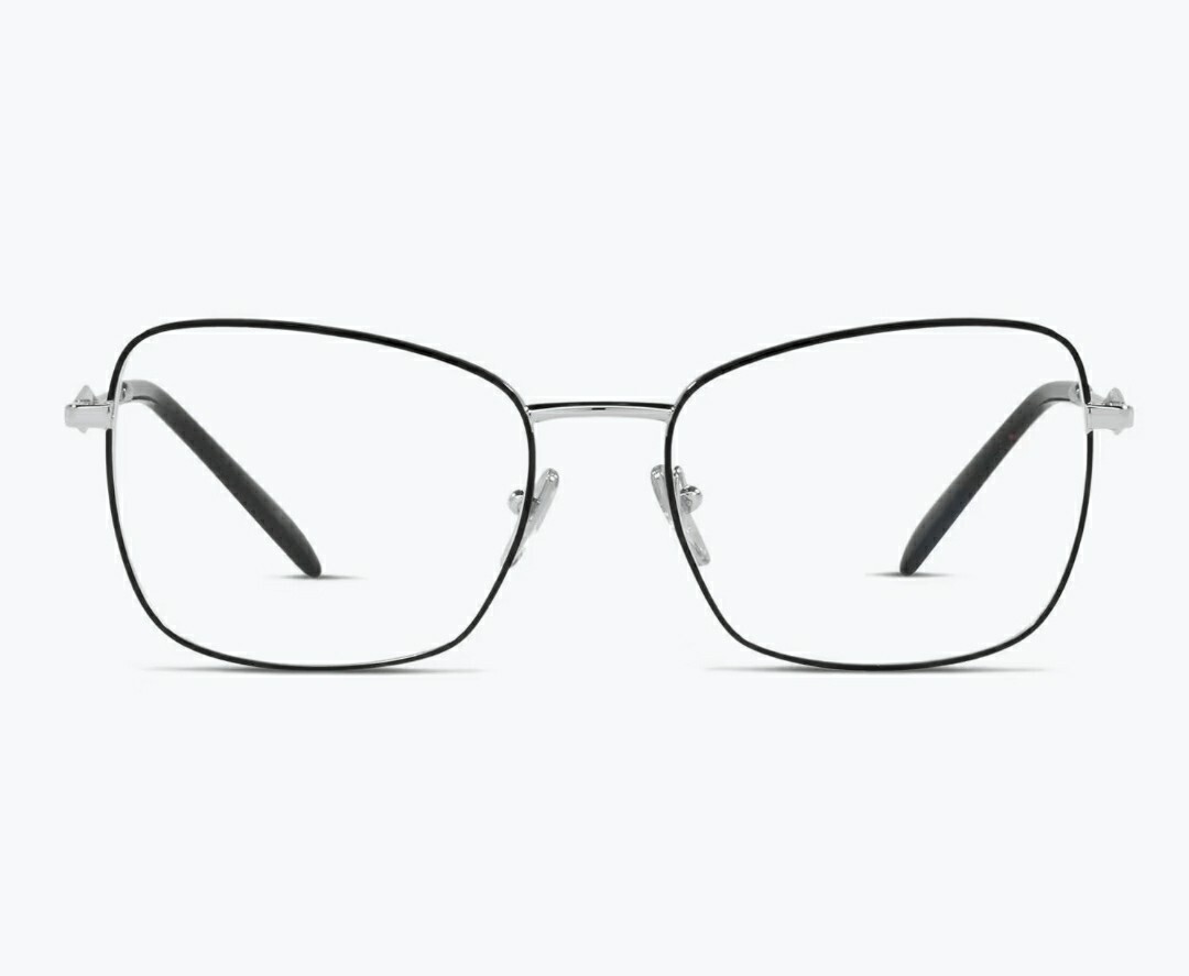 PRADA スクエアフレムメカネ PR53ZV 12F1O1 Prada PR 53ZV 1AB101 Black Silver Square Frame 56mm Demo