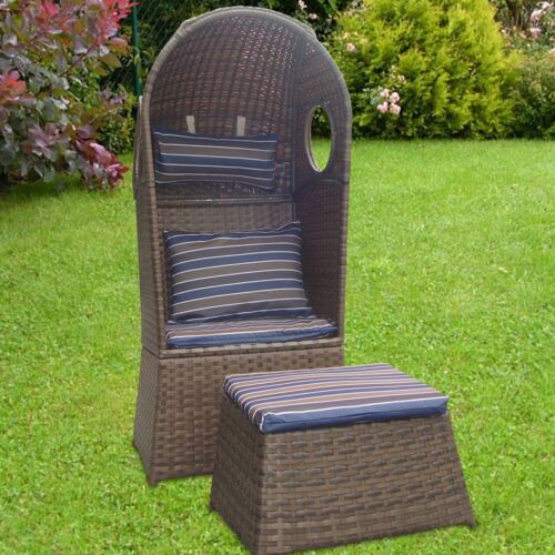 Ersatzbezug Strandkorb Sylt 4er Set Blau Grau Braun Garten Möbel Ostsee 2 Sitzer - Bild 2 von 2