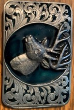 Vintage Bergamont Buck Deer Head 1993 Pewter Belt Buckle Made In USA