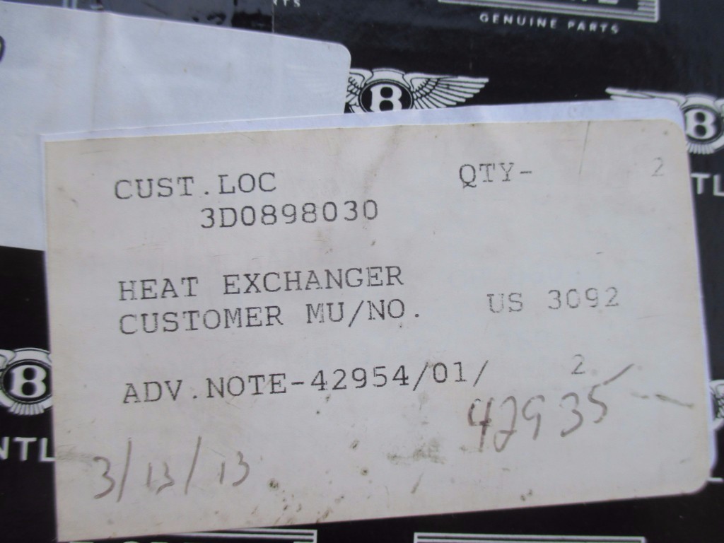 Bentley Continental Gt GTc Flying Spur heater coil heat exchanger