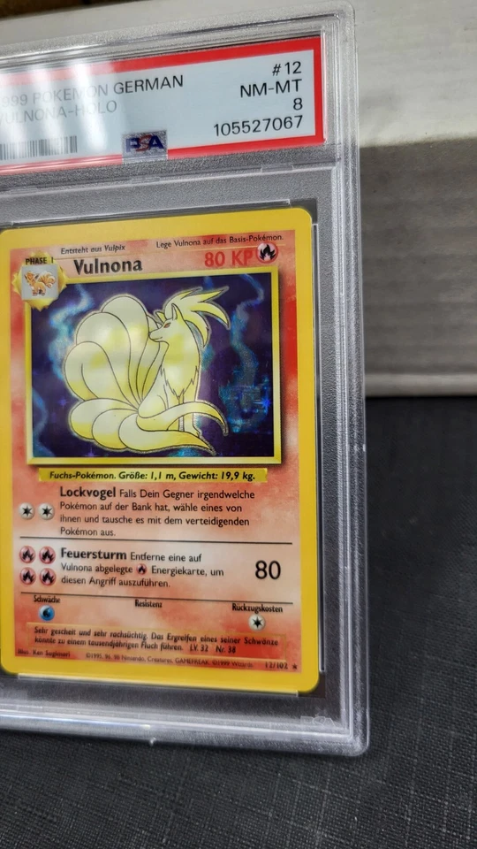 1999 VULNONA NINETALES HOLO FOIL GERMAN BASE SET POKEMON TCG PSA 8 #12/102 - Image 3 of 4