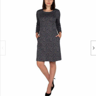 NICOLE MILLER WOMEN'S 3/4 SLEEVE DRESS (GRAY LEOPARD MEDIUM)NWT