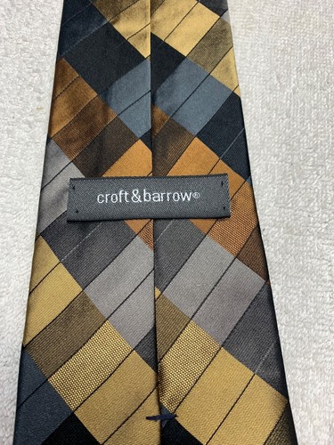 CROFT AND BARROW MENS TIE GOLD ORANGE GRAY BLACK 4 X 59 - Picture 4 of 4